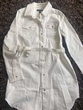 True Religion Winter White Georgia Shirt Dress